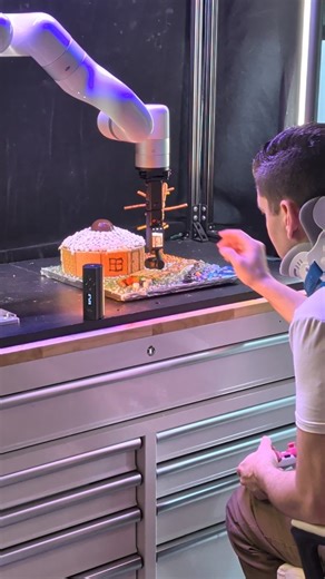 Scott Heimendinger on Instagram: "I don't want a lot for Christmas, just a laser-cut gingerbread yurt filmed with a robot arm and an Xbox controller. It's an ancient tradition."