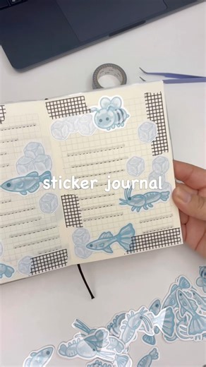 🧊凍った生きものステッカー🧊で手帳デコ❄️#手帳デコ #sticker #コラージュ #journaling #シール
