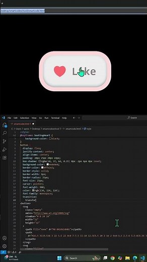 Heart Like Button Animation in HTML & CSS | Creative Hover Effect | Smartcodeschool | #coding