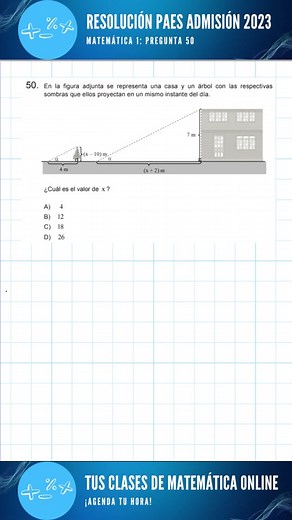 PAES 2023, Matemática 1, ejercicio 50. Si tienes alguna duda, déjala en los comentarios. #PAES #matemática #clasesonline #clasesvirtuales #clases #math #maths #matematik