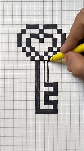 Pixel Art Key || Heart Key in Pixelated Pattern #shorts
