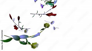 flowers flying in the air animation
