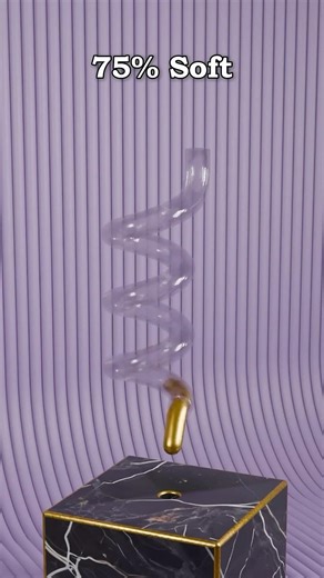 0% vs 100% Soft Golden Cylinder in Spiral Pipe | 3DCG Soft Physics Simulation