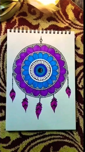 Easy Dream Catcher drawing.✨#dreamcatcher #drawing #howtodraw #bohoart #mandalaart #viral #painting