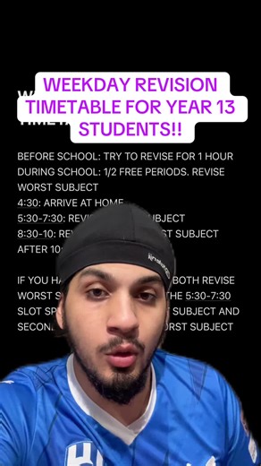 Effective Weekday Revision Timetable for Year 13 Students