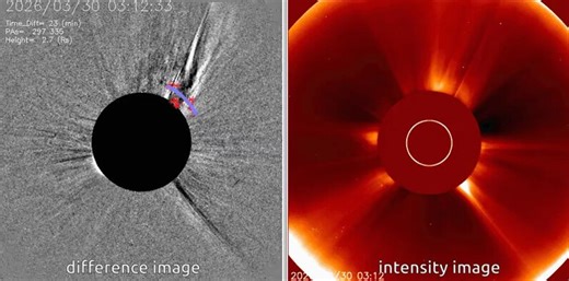 Not many coronagraph images yet, but thus far it looks like the event will graze Earth. How large a hit will depend upon how much material drapes around it on its way to Earth. Erupting next to a coronal hole means the storm will likely encounter a nearby stream interaction region (SIR). If the storm can compress the SIR significantly, we could get something substantial.