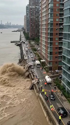 115K views · 221 reactions | Flooding causes complete collapse of riverside buildings!See more | The Report Daily | Facebook
