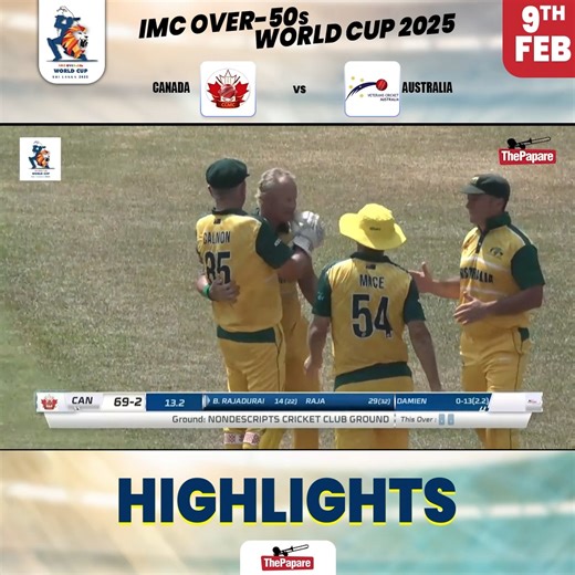 Watch the Highlights of the 35th match of the IMC Over-50s World Cup 2025 played between Canada and Australia. #Cricket #Over50WorldCup | ThePapare Cricket