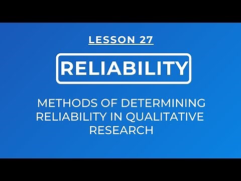 LESSON 27 - RELIABILITY: METHODS OF DETERMINING RELIABILITY / DEPENDABILITY IN QUALITATIVE RESEARCH