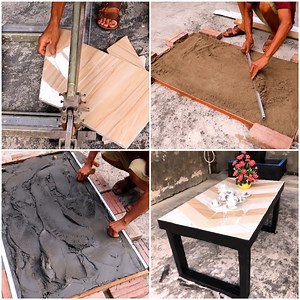 A simple yet stunning coffee table made with cement and tiles | MetDaan Yummy