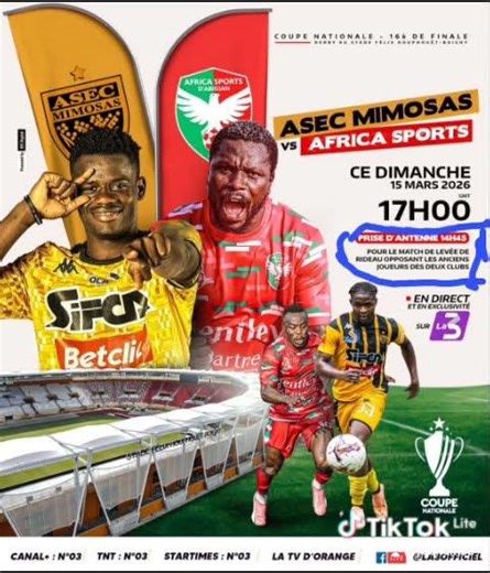 ASEC Mimosas vs. Africa Sports Derby, Sunday, March 15, 2026, 5 PM GMT, FHB Stadium #asec #africa...