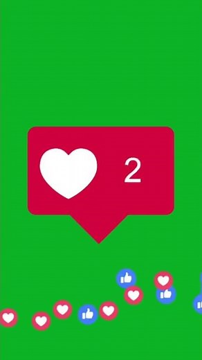 Instagram Like button green screen . Like popup notifications green screen