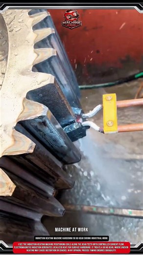 Induction Heating Machine Hardening 50 kg Gear During Industrial Work