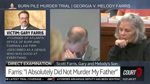 Through tears, Scott Farris insisted he did not kill his father, Gary Farris. His mother, Melody Farris, is on trial for Gary's death. https://www.courttv.com/title/tearful-scott-farris-insists-he-didnt-kill-his-father-at-mothers-trial/ | COURT TV
