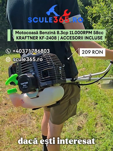 Motocoasă Kraftner KF-2408 58cc 8.3 CP — specificații și ofertă
