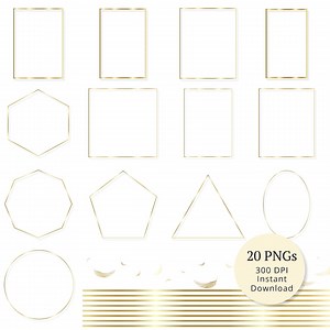 Gold Frame Clipart Bundle: Gold Frames & Borders (PNG Digital Download, Commercial Use) - Etsy UK