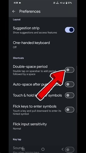 🤔Keyboard Setting Double Space Full Stop #shorts