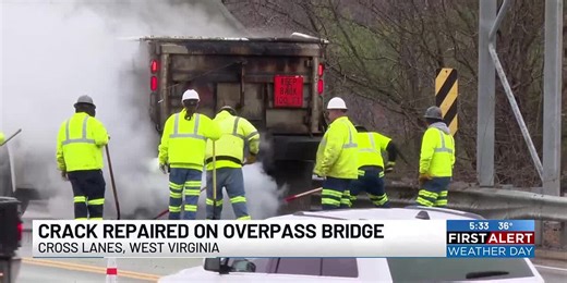 Crack in overpass bridge repaired