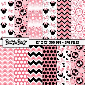 12 Minnie the Mouse Digital Papers 300 DPI Maximum Quality, Minnie Mouse Scrapbooking, Minnie Printables Papers Designs, Instant Download - Etsy Canada