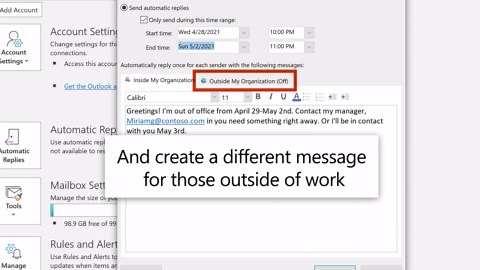 Set up auto-reply (out of office)