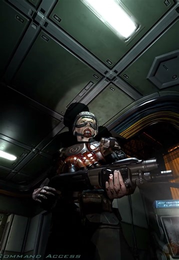 Game ALPHA MARSEC Zombie with shotgun shader & lighting effects ,2004 games #doom3 #gaming #shorts