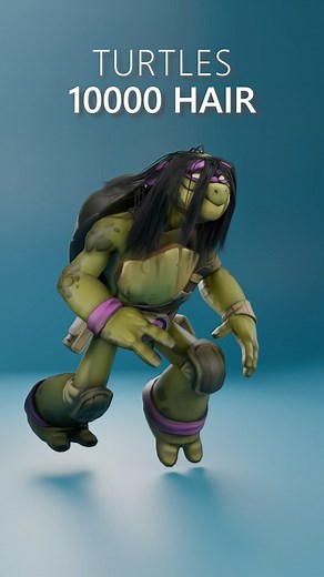 Blik on Instagram: "Turtles with Hair #hair #hairsimulation #blender #simulation #3dart #nijaturtles"