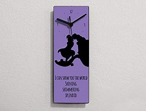 Aladdin and Jasmine Kiss Quotes - I can show you the world Shining shimmering splendid - Wall Clock