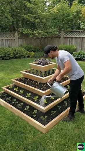 Build a Beautiful Pyramid Garden Bed for Your Vegetables 🌿✨