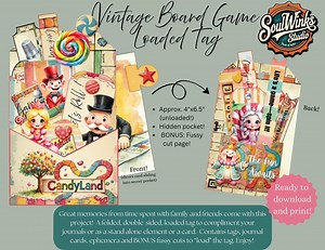 Vintage Board Game Loaded Tag Printable | Secret Pocket Junk Journal Ephemera Kit With Tags, Tickets & Fussy Cuts - Etsy Canada