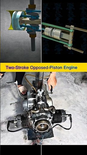 Two-Stroke Opposed-Piston Engine Working Animation | High-Efficiency Dual Piston Power System