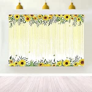 Cheerland Sunflower Backdrop Yellow Floral Summer Fabric Photoshoot Background Fall Theme Hanging Decor for Bridal Baby Shower Birthday Wall Decor Photography Garden Wedding Party Supplies - 7x5 Ft