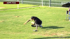 MAC GOES YARD EARLY 💪 (P.S. that fan in the outfield is a mood 😂) #NCAASoftball x 🎥 SECN / Texas A&M Softball | NCAA Softball