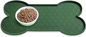 PWTAA Dog Food Mat Anti-Slip Silicone Dog Bowl Mat Thicker Pet Placemat Waterproof Cat Feeder Pad with Raised Edge Puppy Kitten Feeding Mats Suitable Small Medium-Sized Dogs Cats Eating Tray