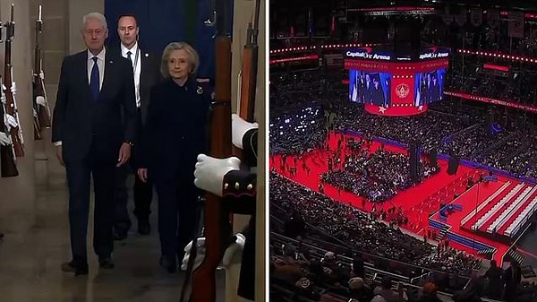 Clintons and Obama booed as they walk into Trump's inauguration