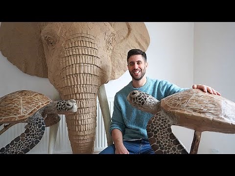 Meet the artist creating life-size sculptures of endangered animals from cardboard