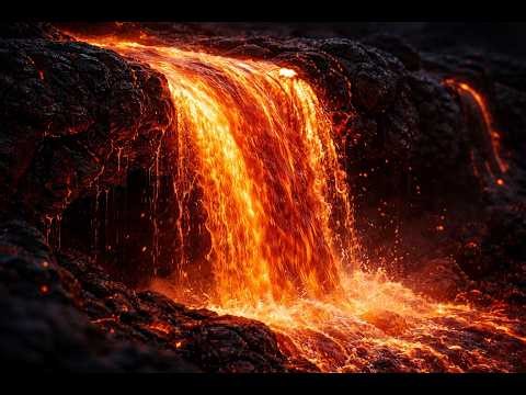 4K Lava Flow Volcano Ambience | Relaxing Molten Lava Sounds for Sleep & Meditation (Loop)