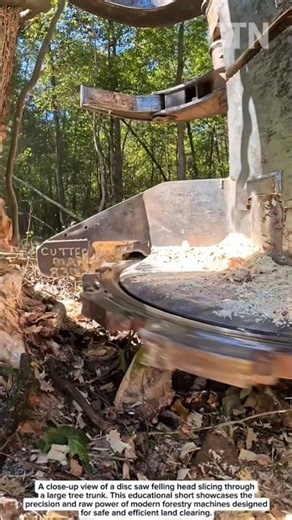 High-Power Disc Saw Cutting a Massive Tree — Extreme Forestry Equipment