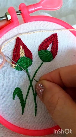 Easy Hand Embroidery🍂#aariwork #threadwork#leaves#creative #needlework #handmade#diynstitch#flowers