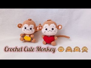 How to Crochet Adorable Monkeys Holding a Heart & Banana | Fun and Easy Tutorial!🐵🙊🙉🙈