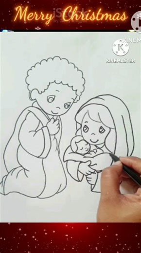 Easy Jesus Birth Drawing #Easy Jesus, mary and Joseph drawing #easy Christmas drawing