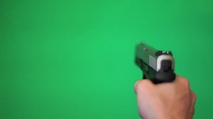 firing a gun with green screen