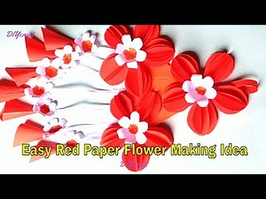 Easy Red Paper Flower Making Idea