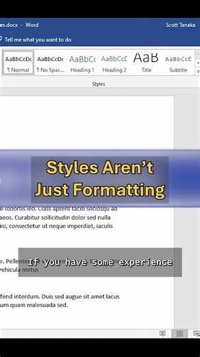 Styles in Word aren’t just formatting. They’re invisible labels that tell Word what each part of your document is. Using them the right way makes everything cleaner and more consistent. #word #microsoftword #computerskills #computertips #beginnerfriendly