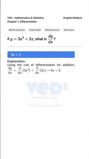 Differentiation Made Easy 12th Math