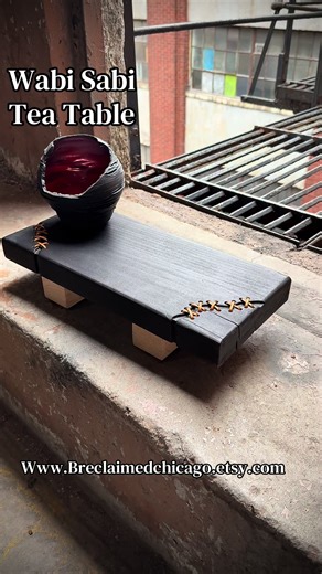 Wabi Sabi Tea Table. Handmade Leather Stitched Japanese Tea Table. A piece that brings style to your table top. Not only for Tea (I don’t even like tea), people have used them as table center pieces, plant stands, etc. many uses, no wrong way to use it…it’s your house! More cool stuff on my Etsy. Link in bio. #interiordesign #wabisabi #japanesestyle #handmade #homedecor