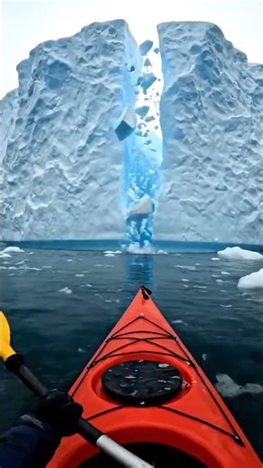 Massive Iceberg Collapses Right in Front of Kayaker