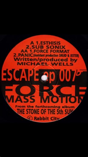 Force Mass Motion - Panic (1993) Force Mass Motion - Escape EP Production:Michael Wells Label:Rabbit City Records Catalog#:CUT 007 Format:Vinyl, 12
