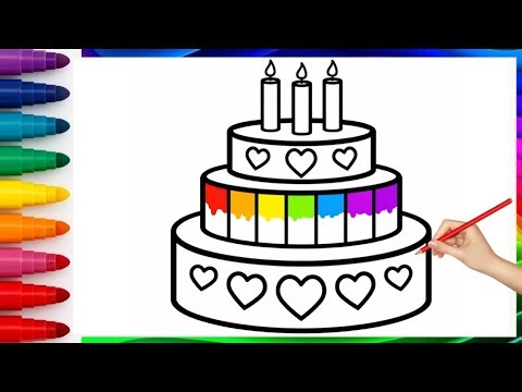 How to Draw and Color a Birthday Cake | Easy Cake Drawing for Kids