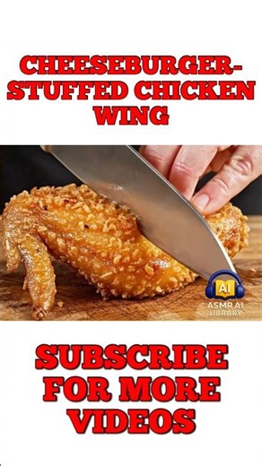 Cutting A Cheeseburger-Stuffed Chicken Wing ASMR #asmr #satisfying