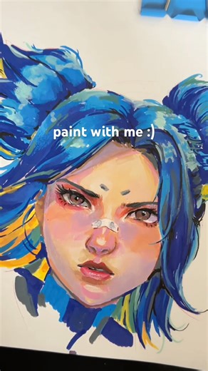 paint valorant neon's hair with me 🫶 #art #acrylicmarkers #painting #valorant #fanart #valorantart
